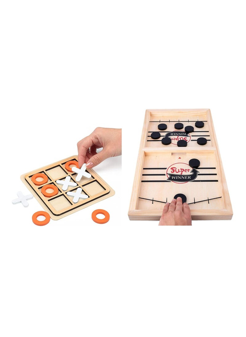 Hockey Board Game – Bounce Chess for Kids & Adults | Sling Puck Family Game for Ages 4+ | Fast & Fun Parent-Child Interactive Play,Wooden Tic Tac Toe Game | Classic XO Board Game | Educational Puzzle Toy for Family and Children | Assorted Design