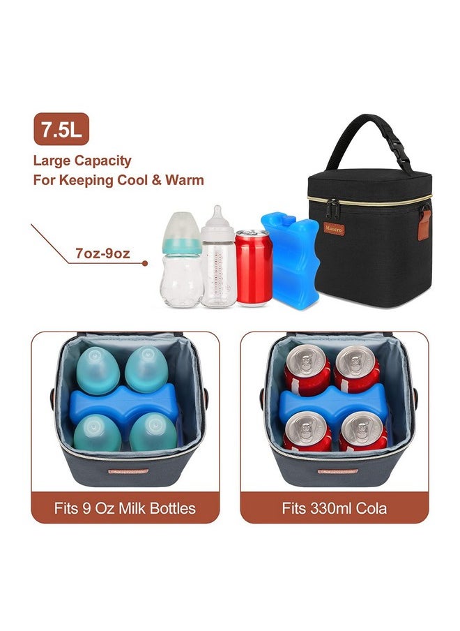 Breastmilk Cooler Bag Travel, Fits 4 Baby Bottles Up To 9 Ounce, Baby Bottle Bag With Ice Pack, Insulation Breast Milk Cooler Travel, Black