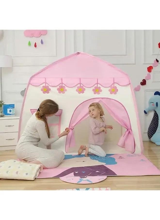 Cute Princess Tent for Girls, Pink Castle Play Tent Playhouse for Children Indoor and Outdoor Fun, Outdoor Play Tent，130*100*130cm(LxWxH)