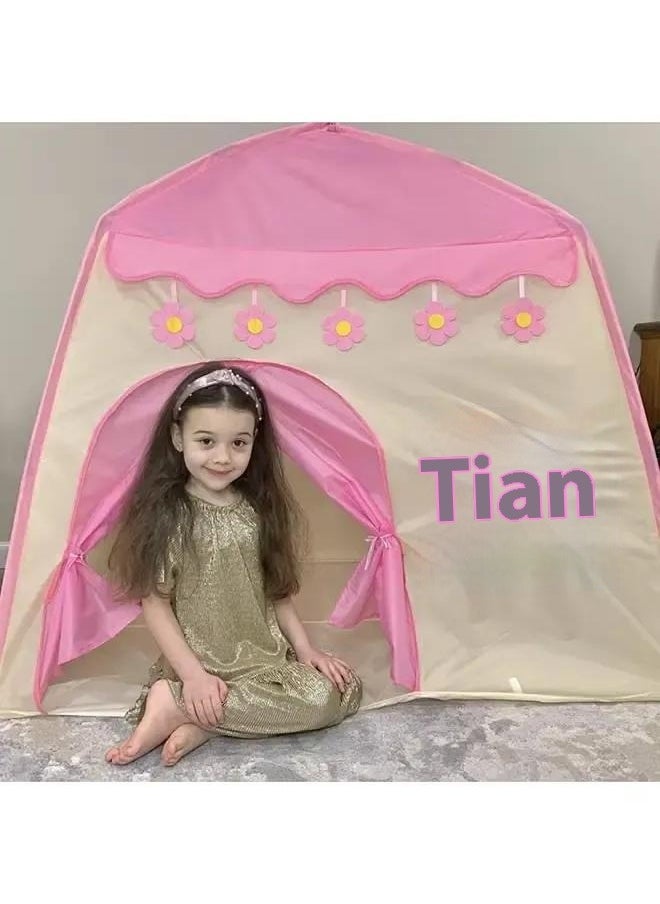 Cute Princess Tent for Girls, Pink Castle Play Tent Playhouse for Children Indoor and Outdoor Fun, Outdoor Play Tent，130*100*130cm(LxWxH)