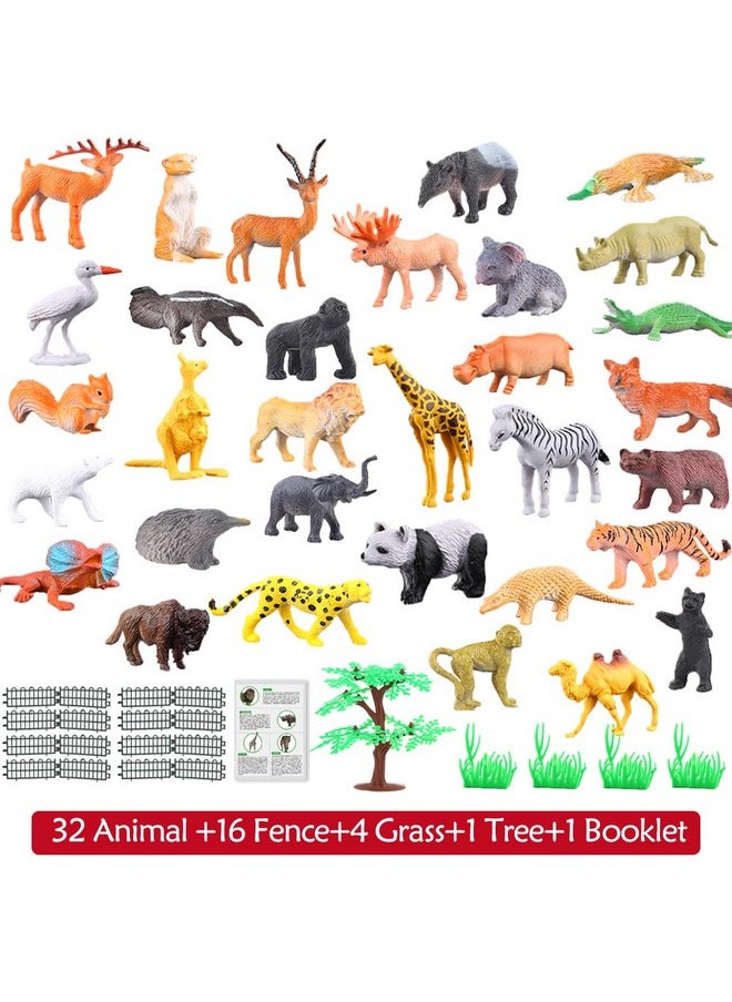 Gure,54 Piece Mini Jungle Toys Set,Valefortoy Realistic Wild Vinyl Plastic Animal Learning Party Favors For Boys Girls Kids Toddlers Forest Small Playset Cupcake Topper