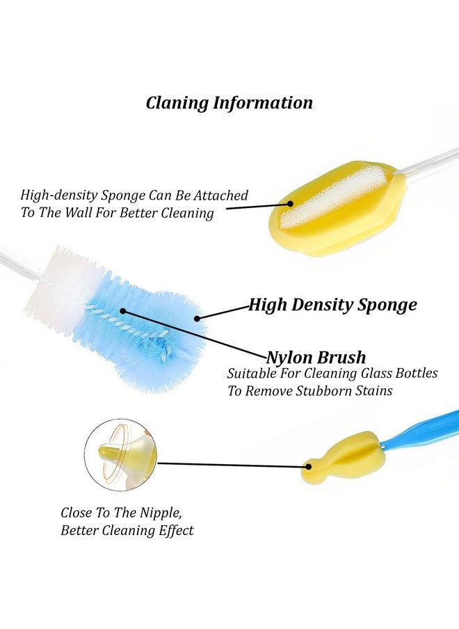 7 Pcs Baby Milk Bottle Nipple Straw Brush Sponge Bpa Free Pp Cleaning Brush Cleaner Bottle Tong