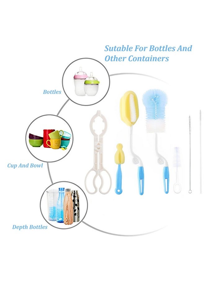 7 Pcs Baby Milk Bottle Nipple Straw Brush Sponge Bpa Free Pp Cleaning Brush Cleaner Bottle Tong