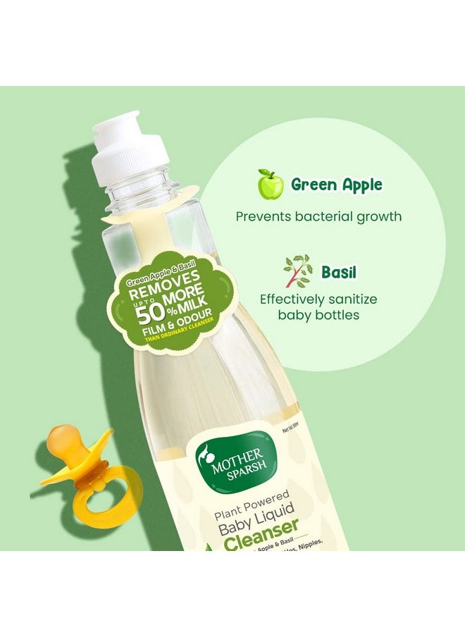 Plant Powered Natural Baby Liquid Cleanser With Basil & Green Apple Extract | For Baby Bottles, Nipples, Accessories And Toys Cleaning - 500Ml