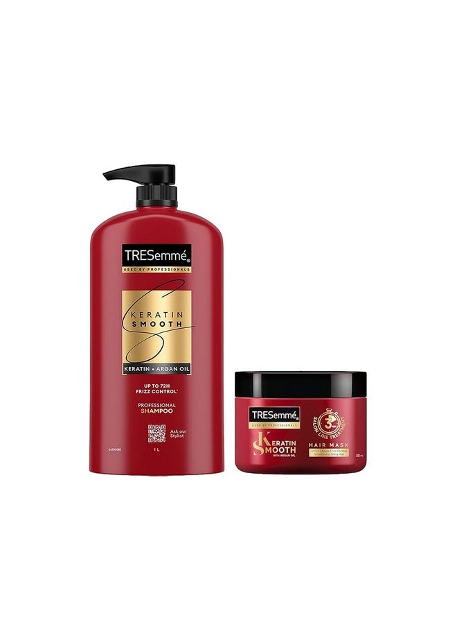 Keratin Smooth Deep Conditioning Kit For Long Lasting Frizz Control - Keratin Smooth 1L Shampoo And Keratin Smooth 300Ml Mask