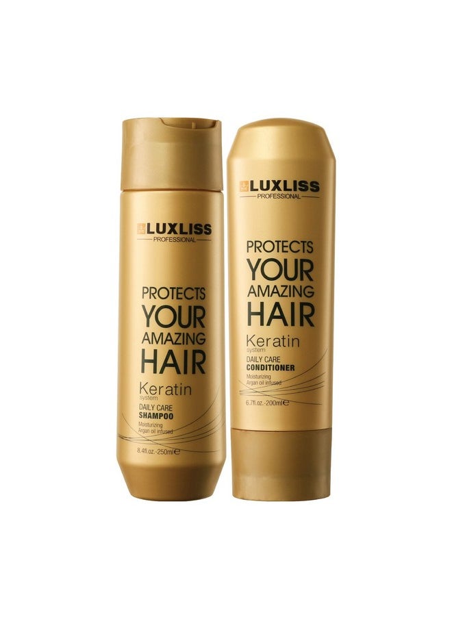 Keratin Daily Care Conditioner & Shampoo - Gold Edition(Pack Of 2) - 250Ml, 200 Ml