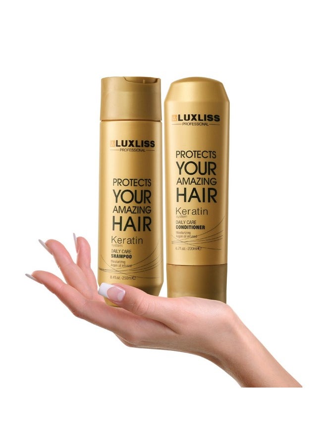 Keratin Daily Care Conditioner & Shampoo - Gold Edition(Pack Of 2) - 250Ml, 200 Ml