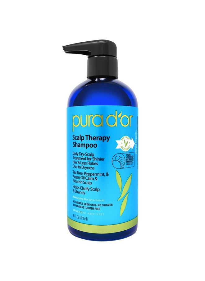 Therapy Shampoo (16Oz) Hydrates & Nourishes - Scalp Care Shampoo For Itchy Flaky Scalp W/ Tea Tree, Peppermint, Patchouli, Cedarwood, Clary Sage, Argan Oil (Packaging May Vary)