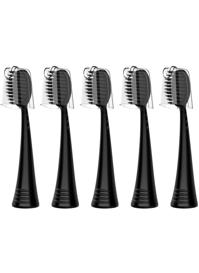 Replacement Toothbrush Heads With Covers For Burst (5 Count, Black)