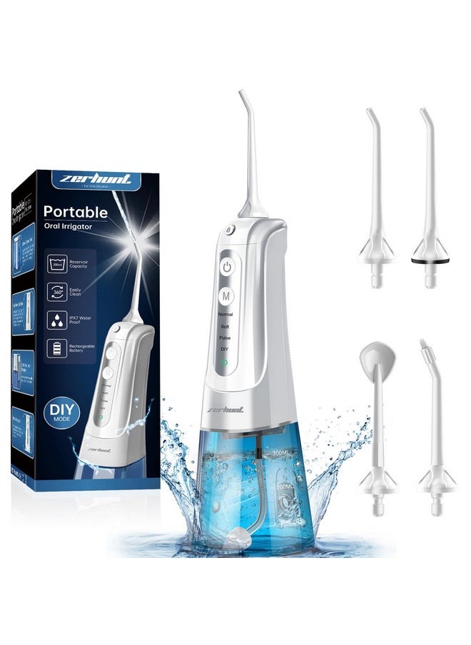 Water Flosser Pick For Teeth: 4 Modes Cordless Portable Water Flossers Teeth Cleaner Rechargeable 300Ml Ipx7 Waterproof Oral Irrigator Flossing Cleaning Picks For Home Travel