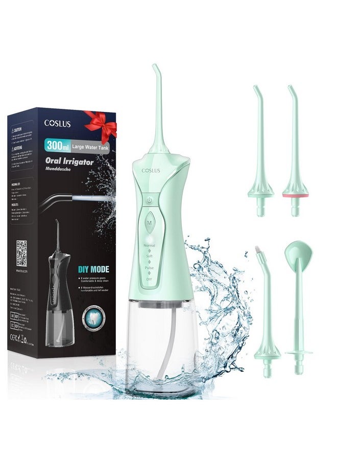 Water Dental Flosser Pick For Teeth: 4 Modes Cordless Portable 300Ml Larger Tank Water Teeth Cleaner Ipx7 Waterproof Flossing Cleaning Picks For Home Travel Fc5360