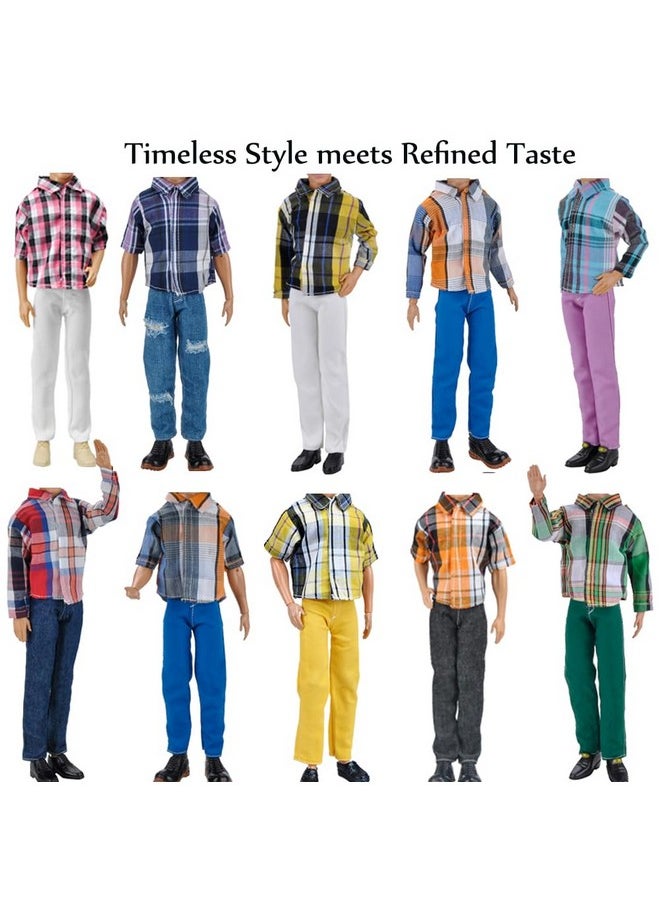 10-Item Fantastic Pack = 5 Sets Fashion Casual Wear Clothes Outfit +5 Pairs Shoes For Boy Doll Random Style (Casual Wear Clothes + Black Suit + Swimwear)