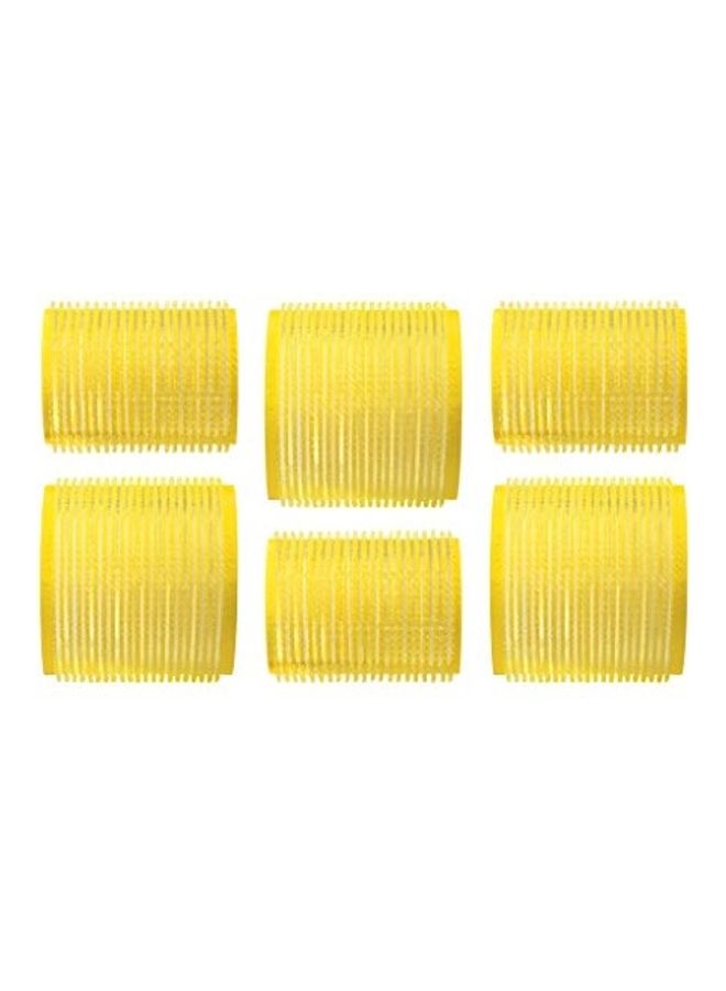 Pack Of 6 Self-Grip Hair Rollers Yellow