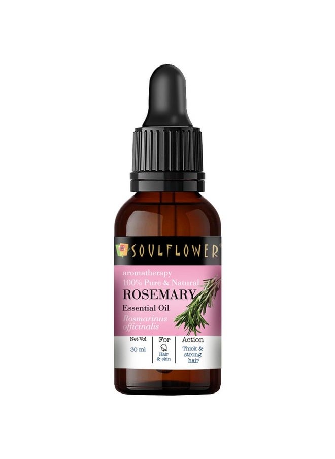 Rosemary Essential Oil For Hair Growth, Hairfall Control, Scalp Nourishment, Suitable For All Hair Types - 100% Pure, Natural, Vegan And Organic - 1 Fl Oz