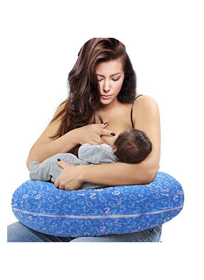 5In1 Baby Feeding Pillow With 100% Cotton Detachable Cover | With Belt And Baby Hoop | Breastfeeding Pillow | Nursing Pillow (Einstein Blue)