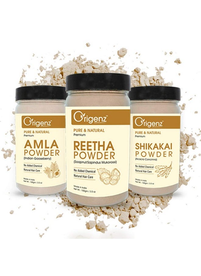 Reetha, Shikakai And Amla Powder Combo Pack For Hair Care, Wash, Healthy Scalp, Nourishment, Mask, Helps To Control Dandruff, Hairfall | Natural Cleanser | Indian Gooseberry | Sapindus Mukorossi | Acacia Concinna | 600Gm