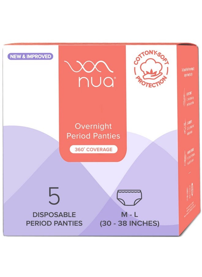 Overnight Disposable Period Panties | Pack Of 5 | (M - L) | Heavy Flow Absorbency | Leakproof Protection | Discreet & Secure | Breathable | No Rashes | No Discomfort