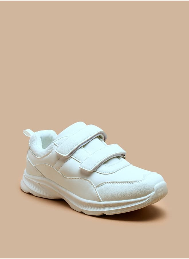 Solid School Shoes with Hook and Loop Closure