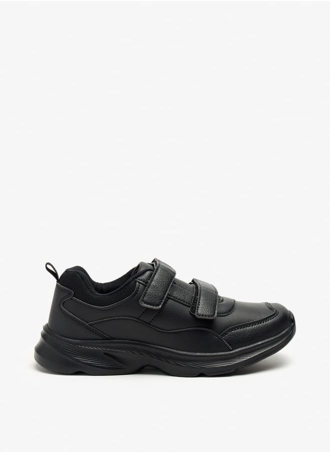 Solid School Shoes with Hook and Loop Closure