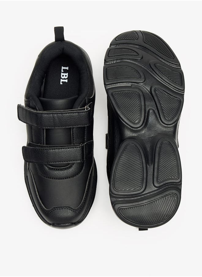 Solid School Shoes with Hook and Loop Closure