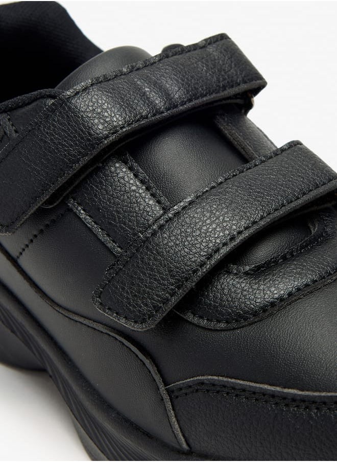 Solid School Shoes with Hook and Loop Closure