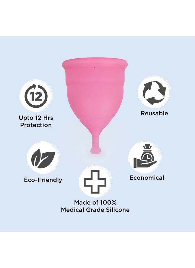 Menstrual Cup For Women Large Size With Pouch And Menstrual Cup Sterilizing Container Combo Medical Grade Silicone Microwaveable, Friendly Sterilizer Container, Grey, Count 2