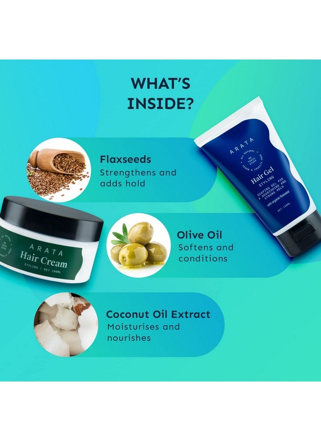Styling Combo Of 2 - Styling Hair Cream (100 Ml) & Styling Hair Gel (100 Ml) | For Glossy & Matte Looks | Soft & Strong Hold | Defined, Frizz-Free Hair | Adds Texture & Boosts Moisture | For All Hair Types