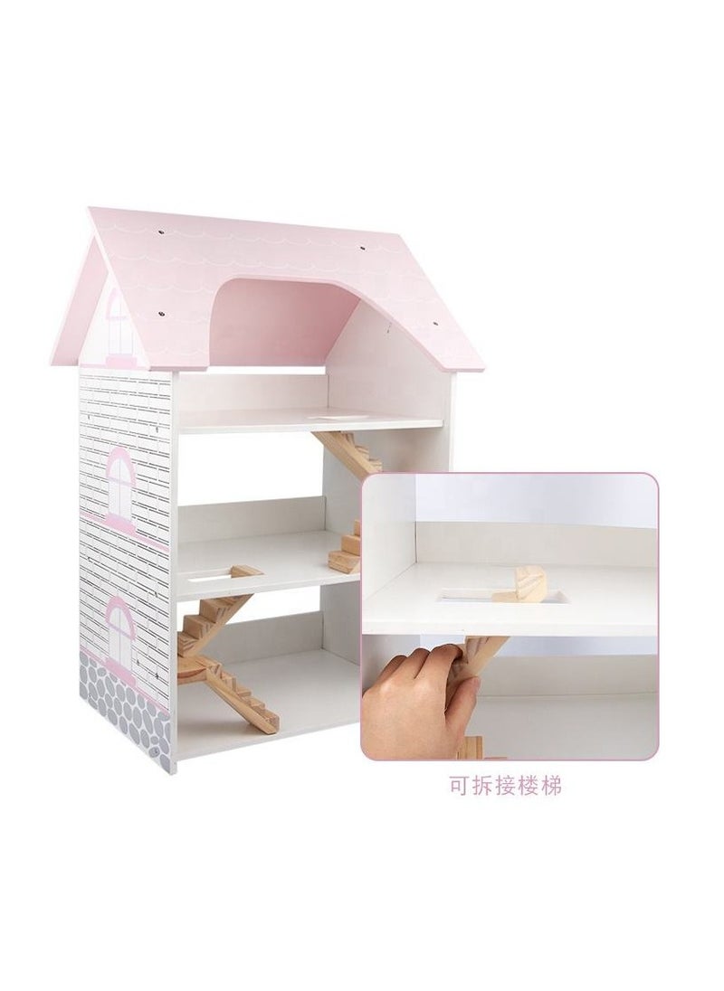 Dollhouse Pink Dream House for Girls - 3-Story DIY Dollhouse with Furniture & Accessories | Pretend Play House Set for Toddlers | Princess Dollhouse for Kids Aged 3+