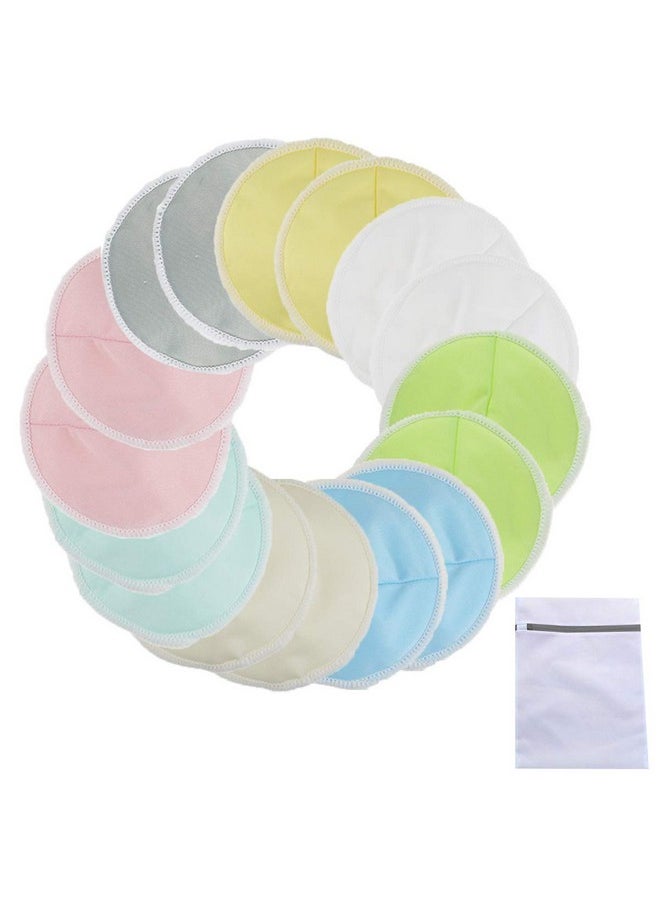 16 Pack Organic Nursing Pads With Laundry Bag, Reusable Breast Pads Nipple Pads, Leak-Proof, Washable Nipplecovers For Breast Feeding (Medium, 3.9