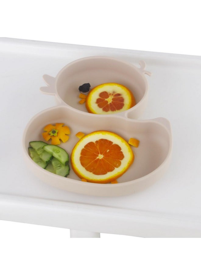 Toddler Plates,2 Pack Suction Plates For Baby,Baby Divided Plate,Thanksgiving Plates,Duck Baby Plate Non-Slip,Bpa Free,Microwave & Dishwasher Safe (Orange+Beige)