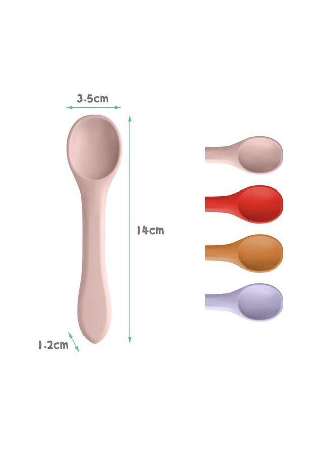 Silicone Baby Feeding Spoons, 4 Pcs Baby Spoons, First Stage Feeding Spoons For Infants, Silicone Baby Spoons Ultra-Durable & Chewproof, Silicone Feeding Spoons Dishwasher Safe,Baby Utensils