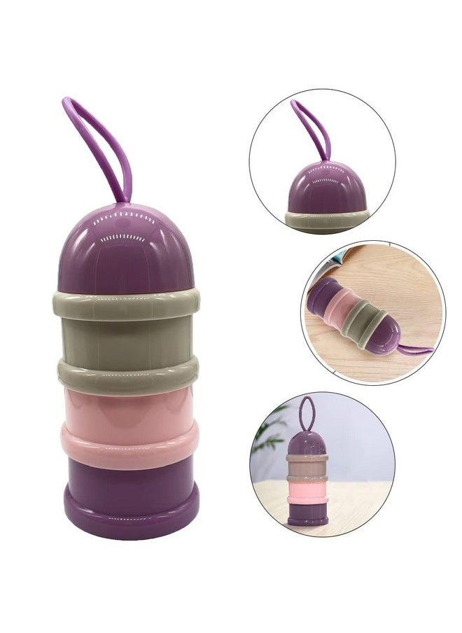 3 Layer Cute Bear Portable Baby Food Milk Powder Storage Box Bottle Container_Purple (Design May Very)