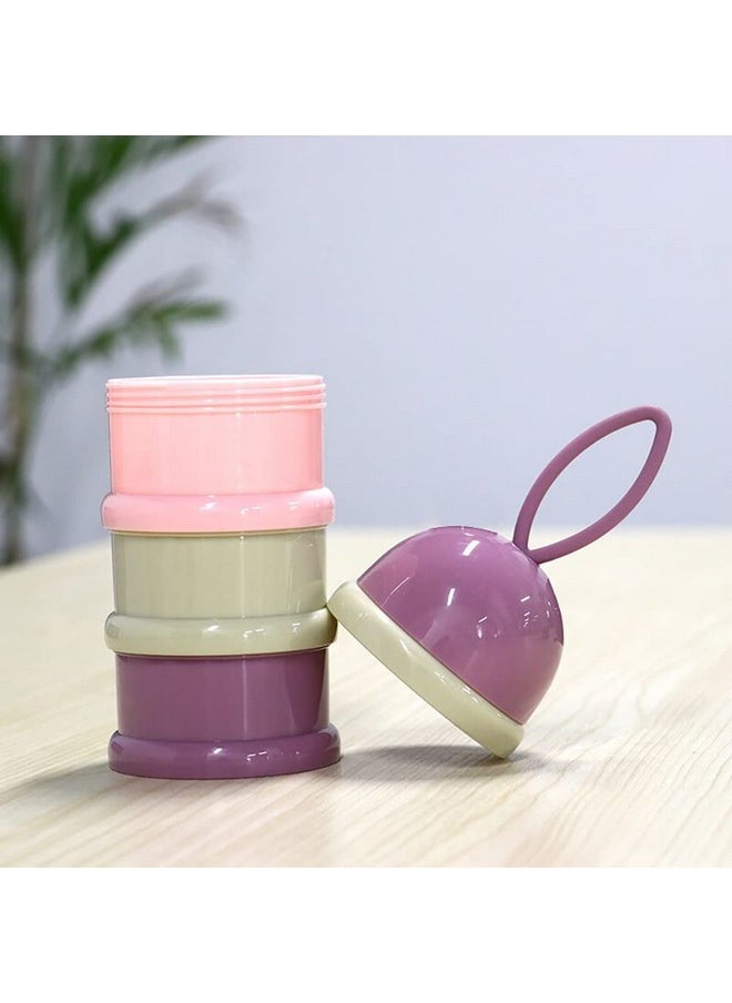 3 Layer Cute Bear Portable Baby Food Milk Powder Storage Box Bottle Container_Purple (Design May Very)