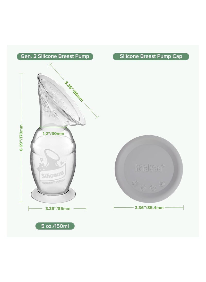 Manual Breast Pump with Suction Base, 100% Food-Grade Silicone, BPA-Free, 5oz/150ml, Lactation Massager for Breastfeeding Mothers, Supports Milk Flow & Relieves Clogged Ducts-Teal