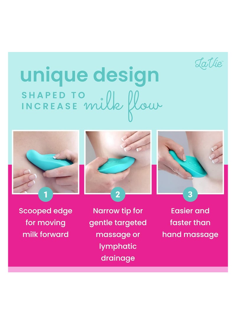 Manual Breast Pump with Suction Base, 100% Food-Grade Silicone, BPA-Free, 5oz/150ml, Lactation Massager for Breastfeeding Mothers, Supports Milk Flow & Relieves Clogged Ducts-Teal