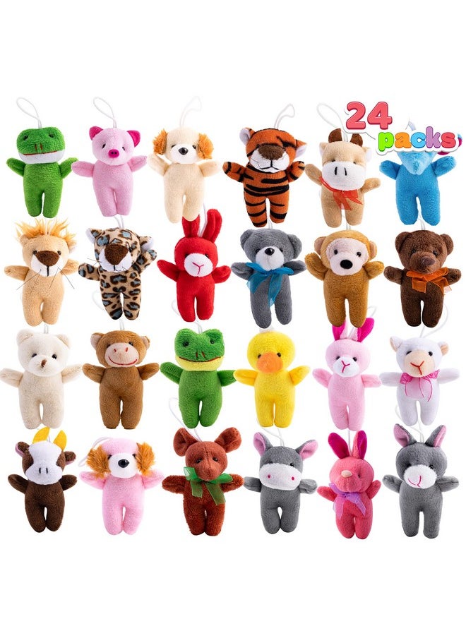 24 Pcs Mini Animal Plush Toys, 3” Stuffed Animal Bulk For Kids Birthday Party Favors, Presents, Pinata Fillers, Goodie Bag Fillers, School Prizes, Valentine'S Day Party Supplies