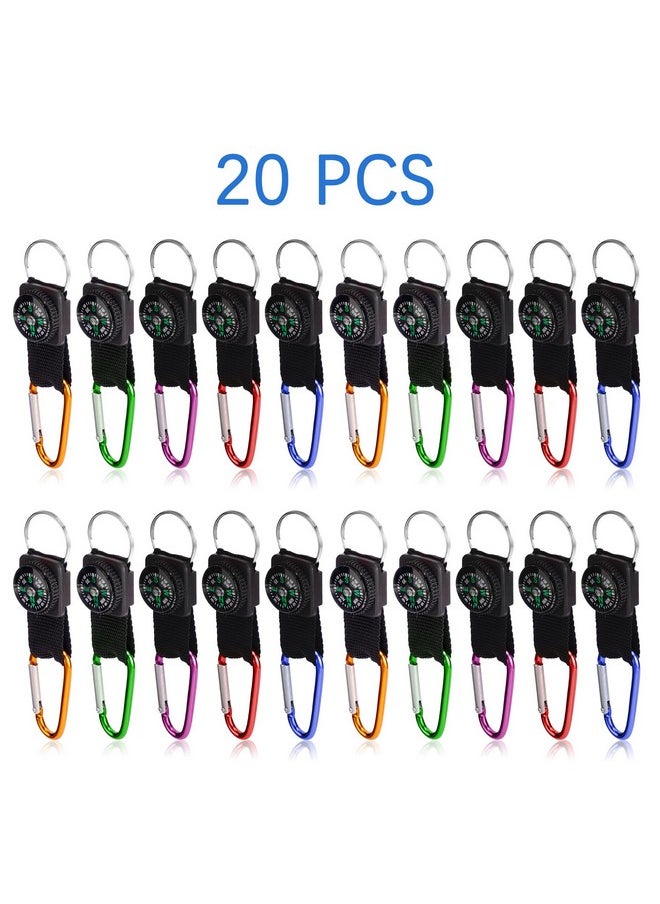 Carabiner Compass Keychain Belt Clips Kids Toys Prizes Outdoors Adventure Party Favors 20 Pcs