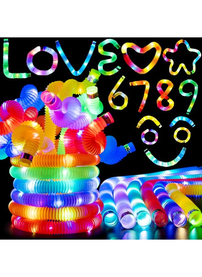 Light Up Pop Tubes, 9 Pack Glow Sticks Party Favors, Sensory Toys Fidget Tubes, Glow Necklaces Bracelets Party Supplies For Birthday Presents Decorations, Camping Wedding Goodie Bags