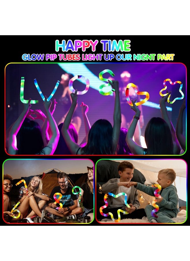 Light Up Pop Tubes, 9 Pack Glow Sticks Party Favors, Sensory Toys Fidget Tubes, Glow Necklaces Bracelets Party Supplies For Birthday Presents Decorations, Camping Wedding Goodie Bags