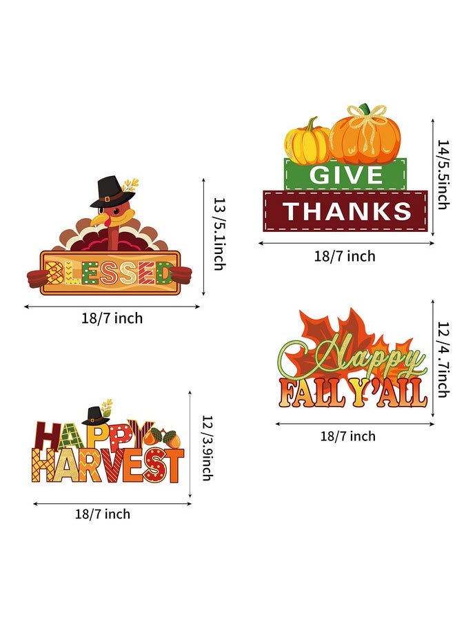 4 Pieces Thanksgiving Party Decorations Wooden Happy Fall Y'All Party Supplies Thanksgiving Centerpieces Autumn Table Decorations For Home Party Holiday