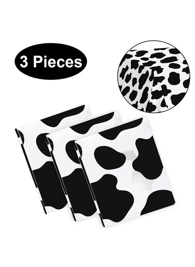 Cow Print Party Tablecloth (3Pcs), Farm Animal Theme Barnyard Party Supplies For Picnics Disposable Plastic Rectangular Table Cover Baby Shower Kids Boys Girls Birthday