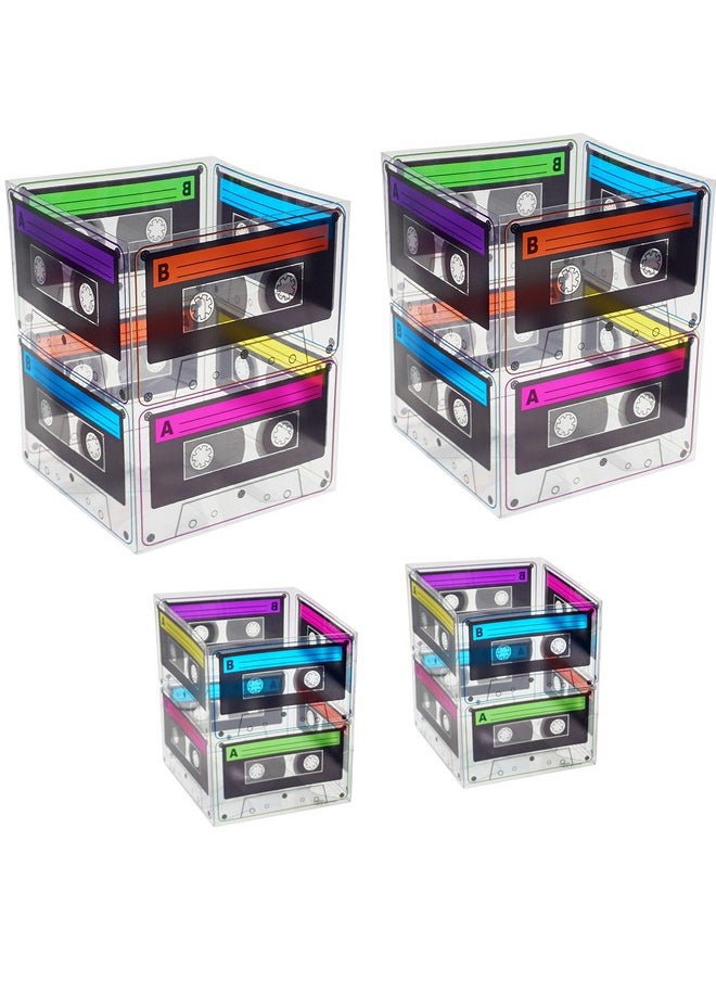 E Bucket Centerpiece (4 Pack) 80S Party Supplies, 90'S Theme Birthday Party Decoration Cassette Tape Table Decor, Retro Hip Hop Pop Music Culture Party For Adults & Kids By 4E'S Novelty