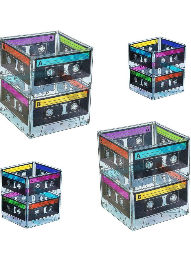 E Bucket Centerpiece (4 Pack) 80S Party Supplies, 90'S Theme Birthday Party Decoration Cassette Tape Table Decor, Retro Hip Hop Pop Music Culture Party For Adults & Kids By 4E'S Novelty