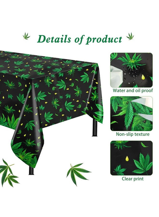 2 Pieces Tropical Weed Tablecloth Leaves Tablecloth Disposable Plastic Table Covers For Hawaiian Weed Jungle Safari Animal Themed Birthday Party Decorations, 220 X 130Cm