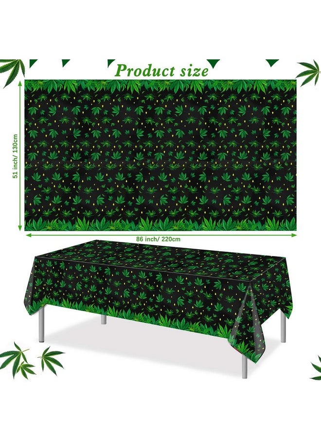 2 Pieces Tropical Weed Tablecloth Leaves Tablecloth Disposable Plastic Table Covers For Hawaiian Weed Jungle Safari Animal Themed Birthday Party Decorations, 220 X 130Cm