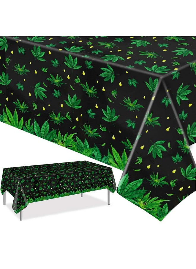 2 Pieces Tropical Weed Tablecloth Leaves Tablecloth Disposable Plastic Table Covers For Hawaiian Weed Jungle Safari Animal Themed Birthday Party Decorations, 220 X 130Cm