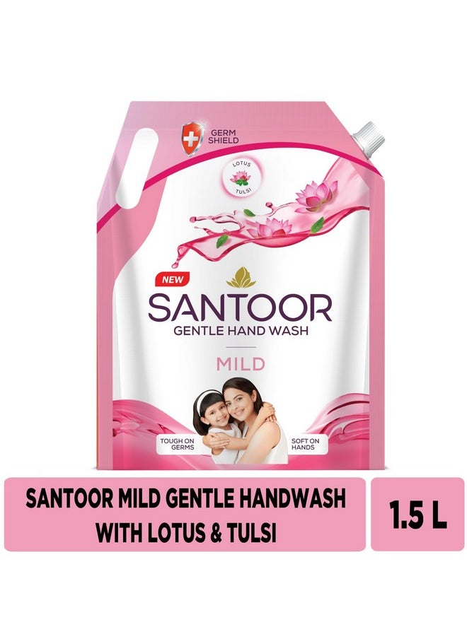 Mild Gentle Hand Wash 1500Ml With Goodness Of Lotus & Tulsi| Rich Lathering Formula With Anti-Bacterial Properties| Soft On Hands| Soothes & Hydrates Skin