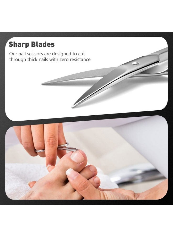 Nail Scissors With Sharp Curved Blade - Nail Maintenance Toenail And Fingernail Scissor With Ergonomic Design For Men & Women