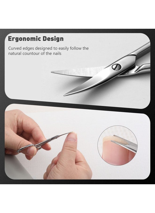 Nail Scissors With Sharp Curved Blade - Nail Maintenance Toenail And Fingernail Scissor With Ergonomic Design For Men & Women