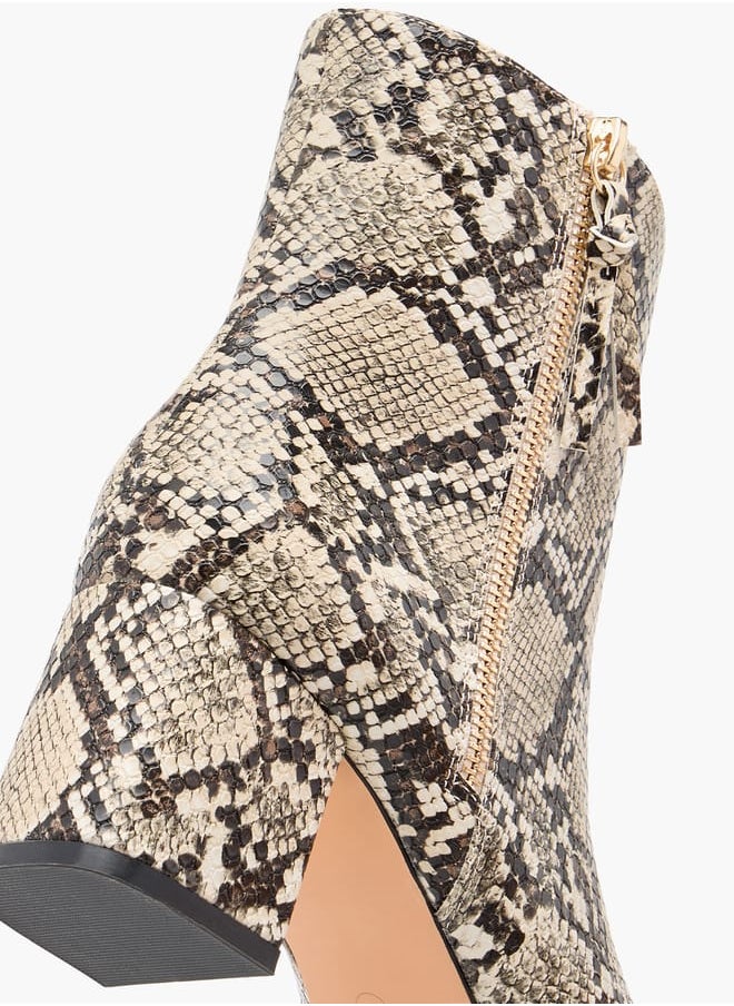 Women Animal Print Ankle Boots with Block Heels